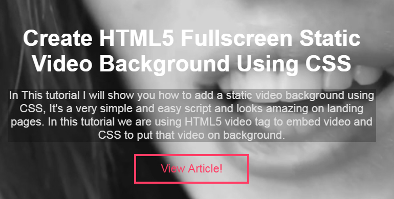 Create HTML5 Fullscreen Static Video Background Using CSS