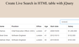 Create Live Search in HTML table with jQuery
