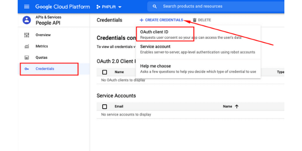 google project create client ids