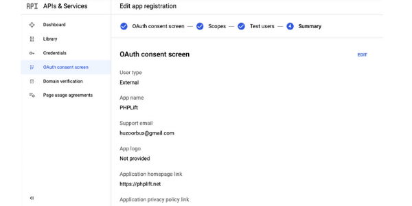 google project setting consent