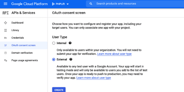 google project setting